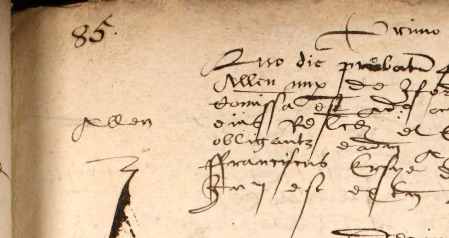 16th century Latin parish register entry, 1589